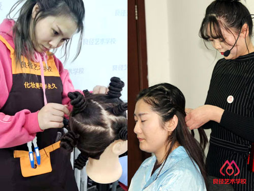 没有基础学化妆怎么办 北京良径艺术学校 学员化妆练习